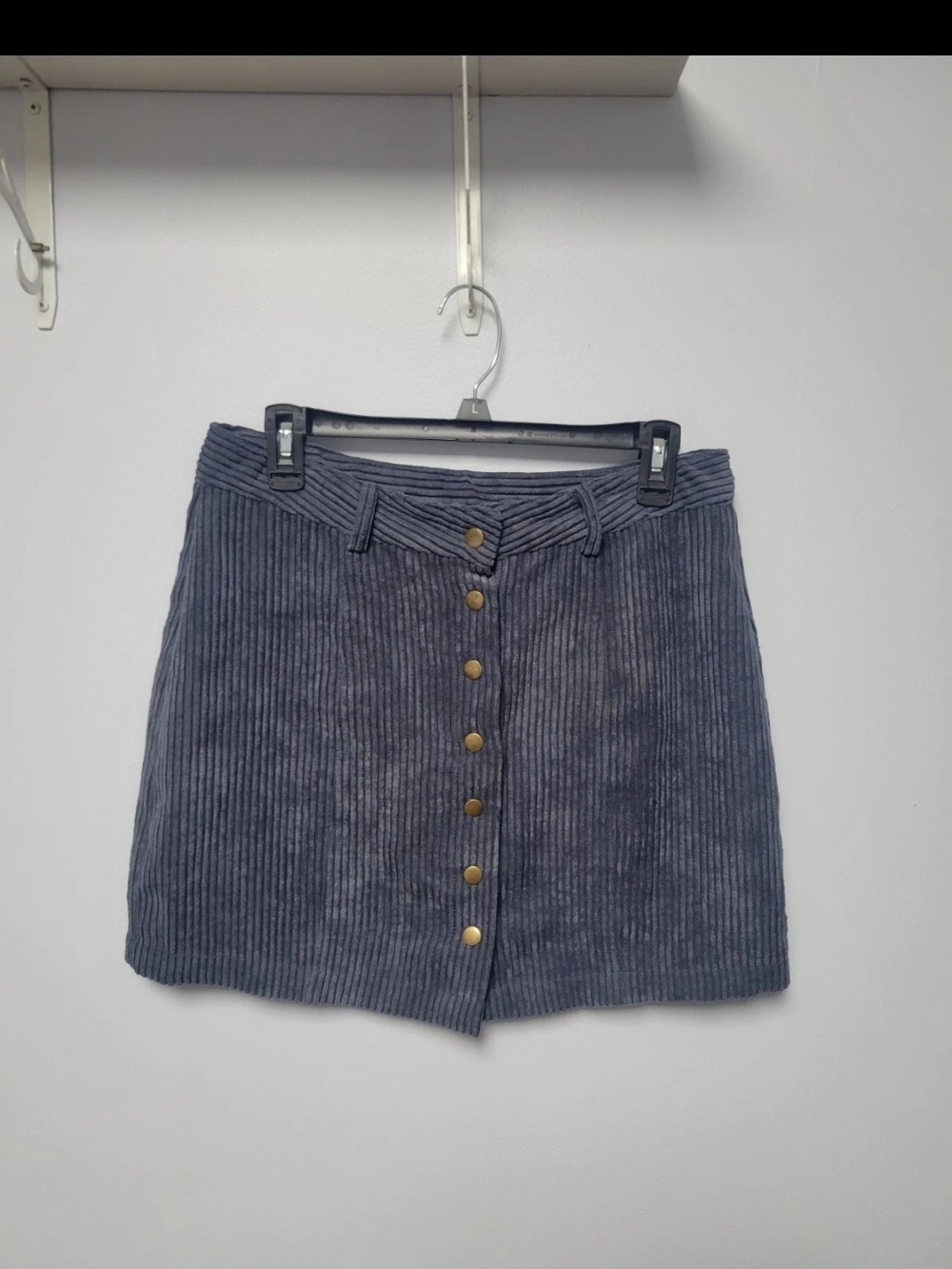 HYFVE Slate Blue Corduroy Button-Front Mini Skirt